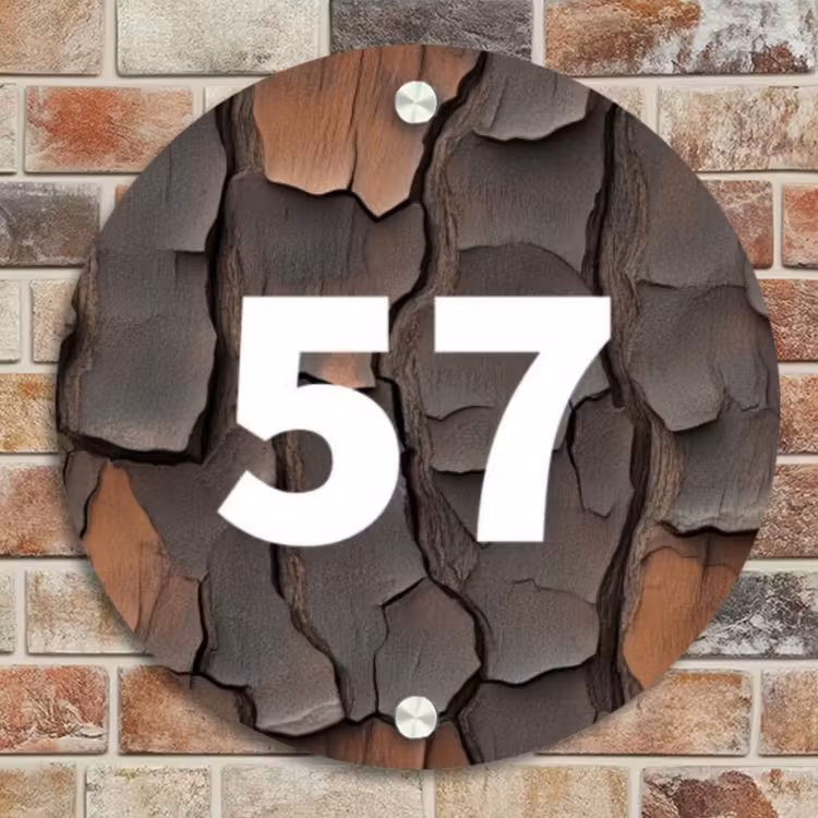 Naambordje voordeur - Rond - Boomschors - Traditioneel — 4