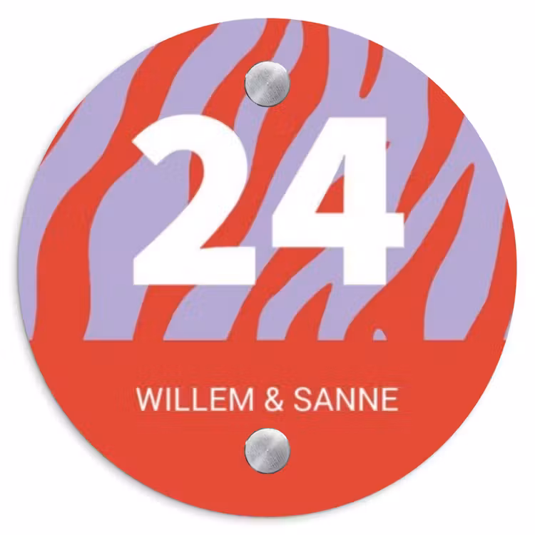 Naambordje voordeur - Rond - Rood - Paars - Zebra - Klassiek — 1