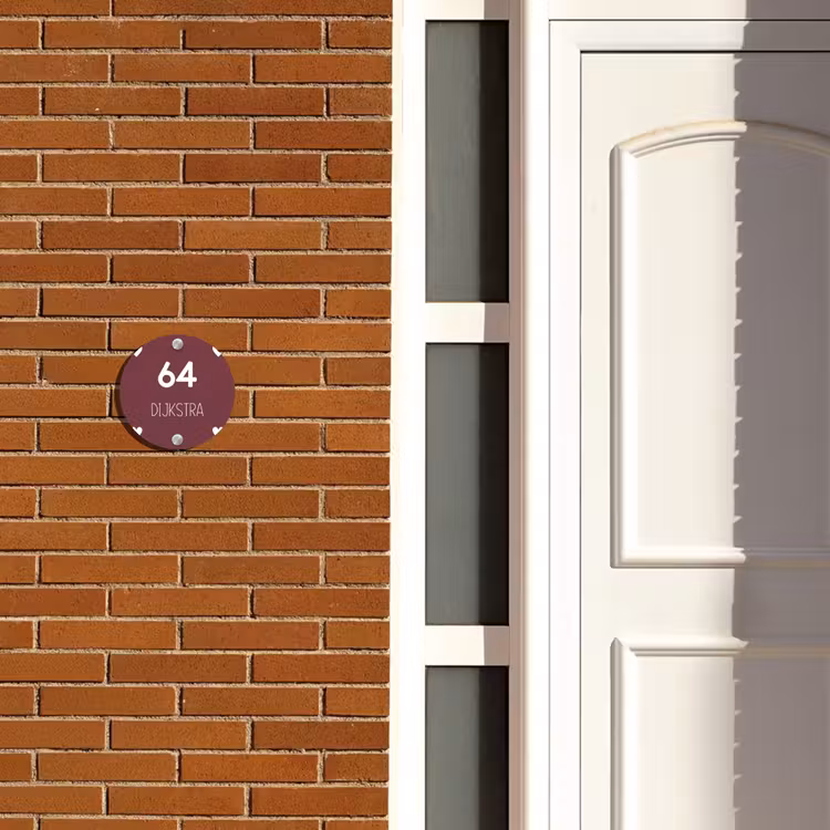 Naambordje voordeur - Rond - Witte hartjes in hoeken - Modern — 3