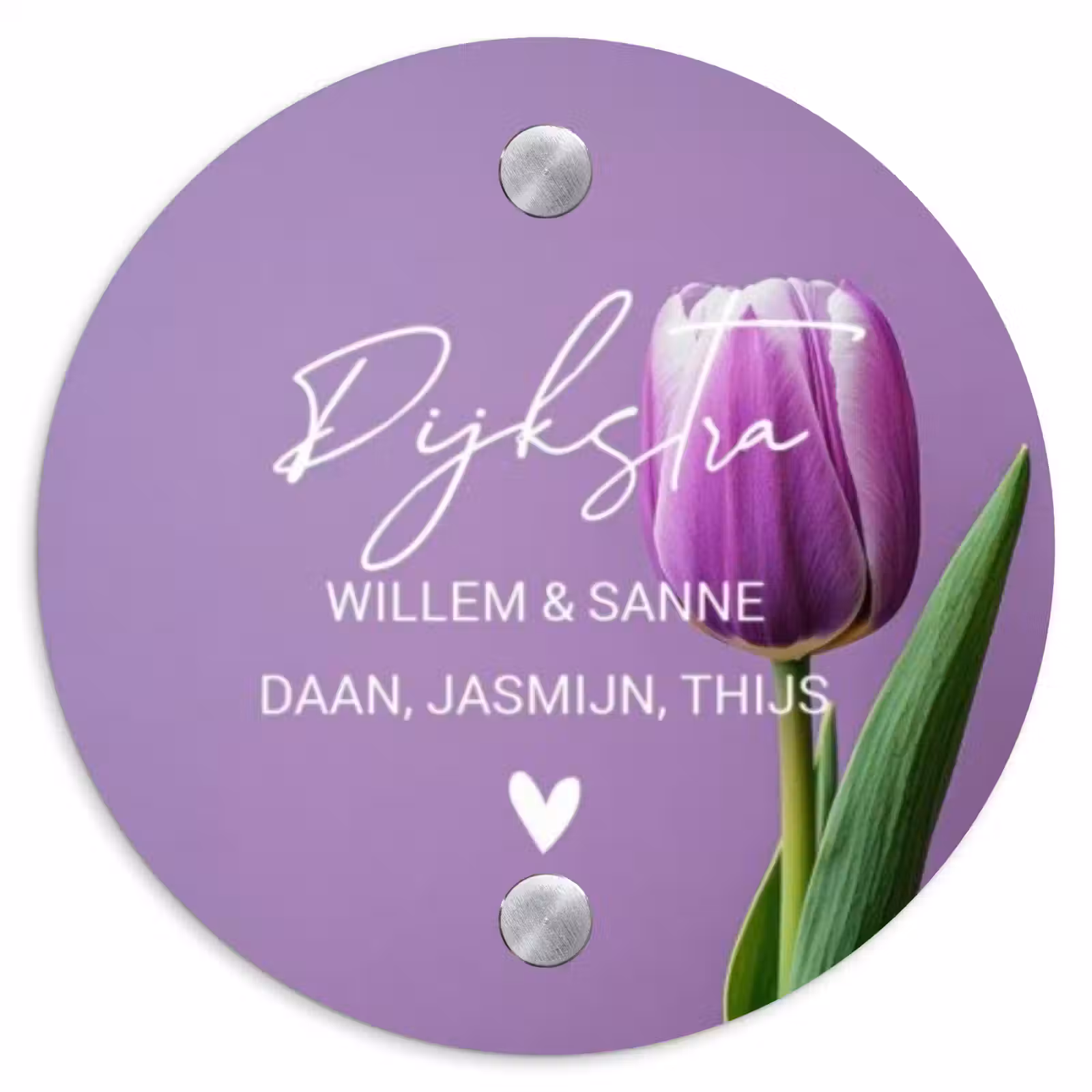 Naambordje voordeur - Rond - Paarse tulp - Sierlijk — 1