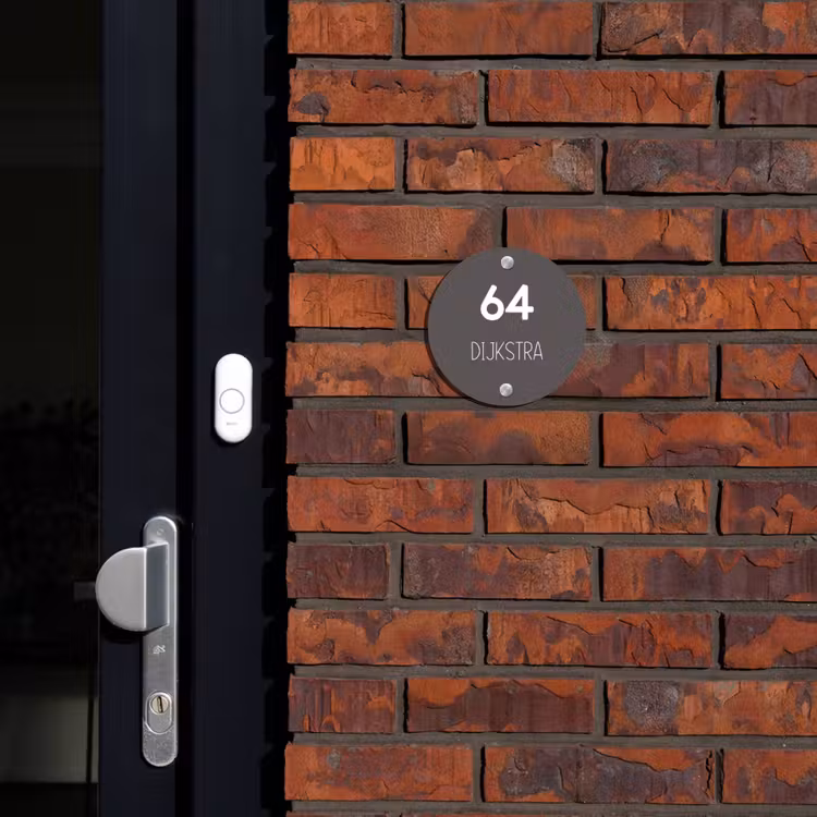 Naambordje voordeur - Rond - Grijs - Modern — 2