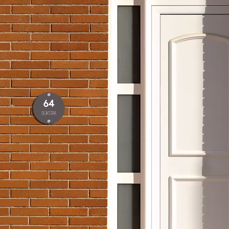 Naambordje voordeur - Rond - Grijs - Modern — 3
