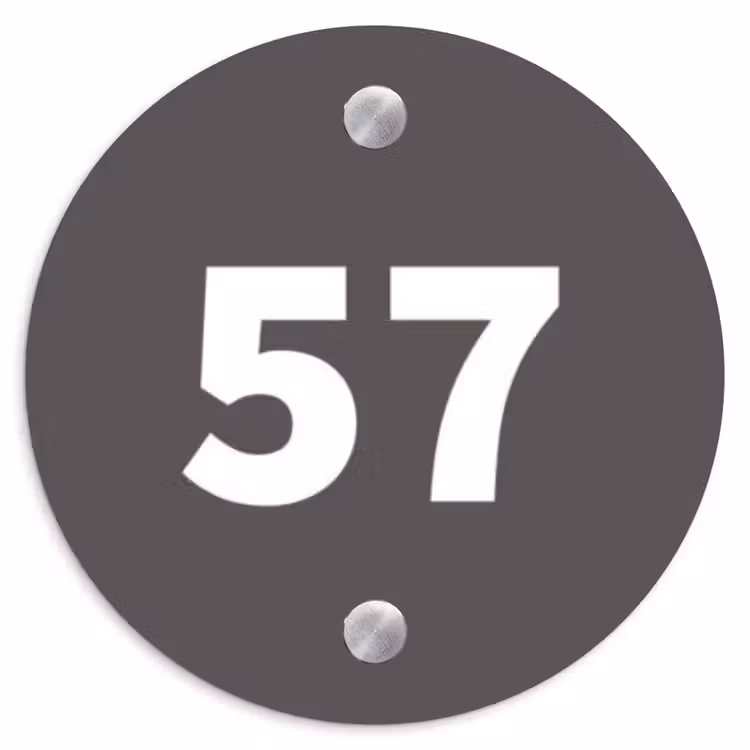 Naambordje voordeur - Rond - Grijs - Traditioneel — 1