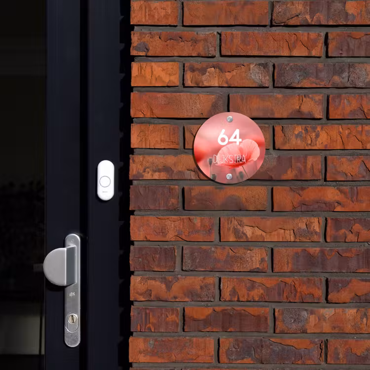 Naambordje voordeur - Rond - Klaproos - Modern — 2