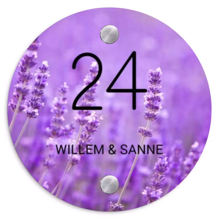 Naambordje voordeur - Rond - Lavendel - Klassiek — 1