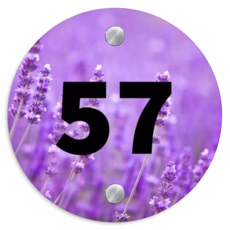 Naambordje voordeur - Rond - Lavendel - Traditioneel — 1