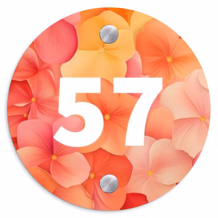 Naambordje voordeur - Rond - Oranje bloemenmix - Traditioneel — 1