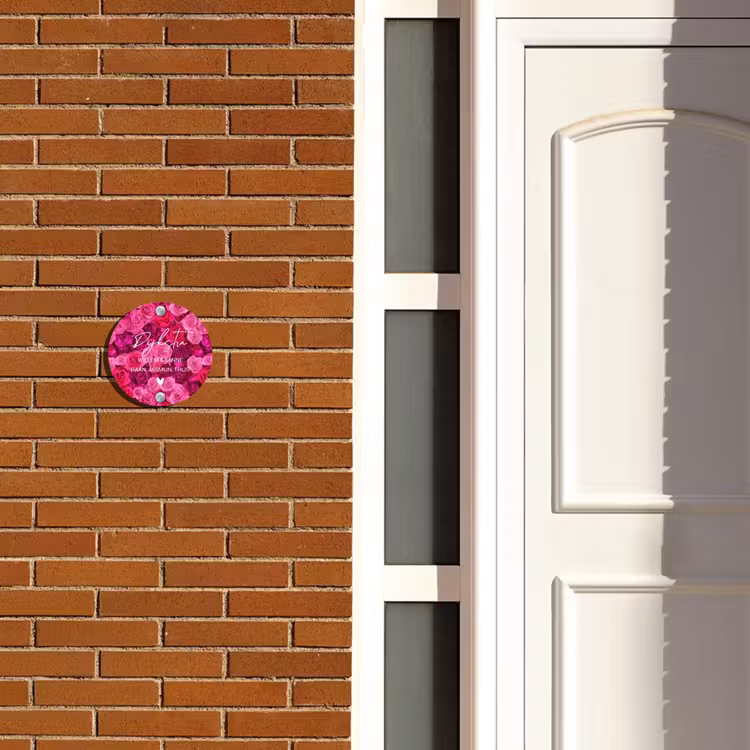Naambordje voordeur - Rond - Roze rozen - Sierlijk — 3