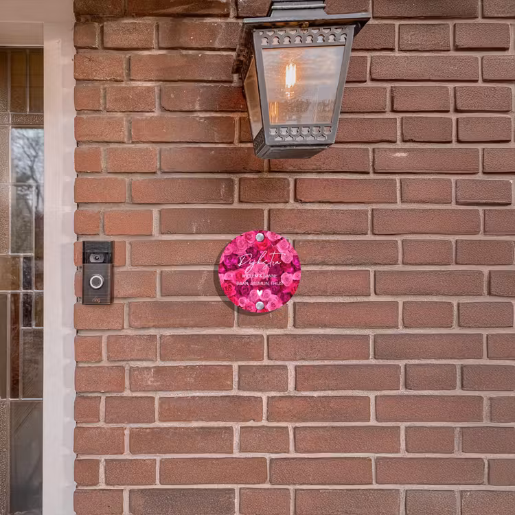 Naambordje voordeur - Rond - Roze rozen - Sierlijk — 5