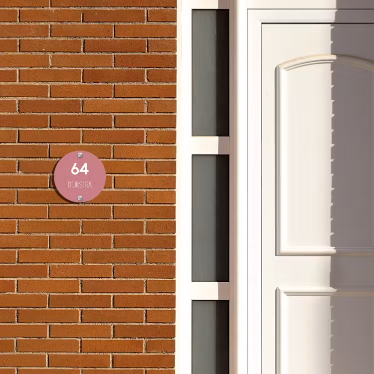 Naambordje voordeur - Rond - Oudroze - Modern — 3