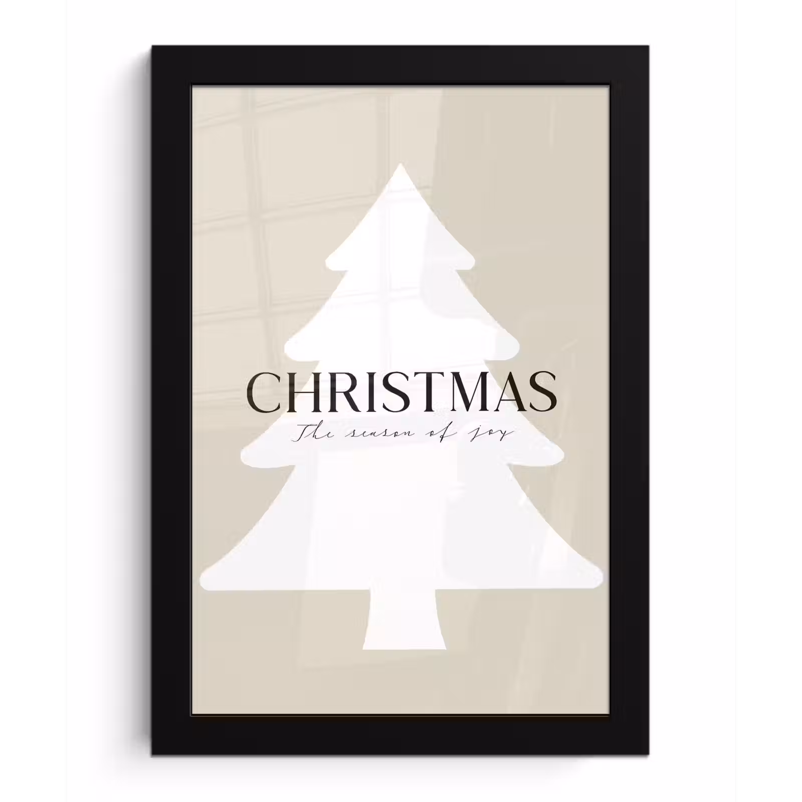 Poster met lijst - Kerstboom - Japandi - Christmas - Beige — 1