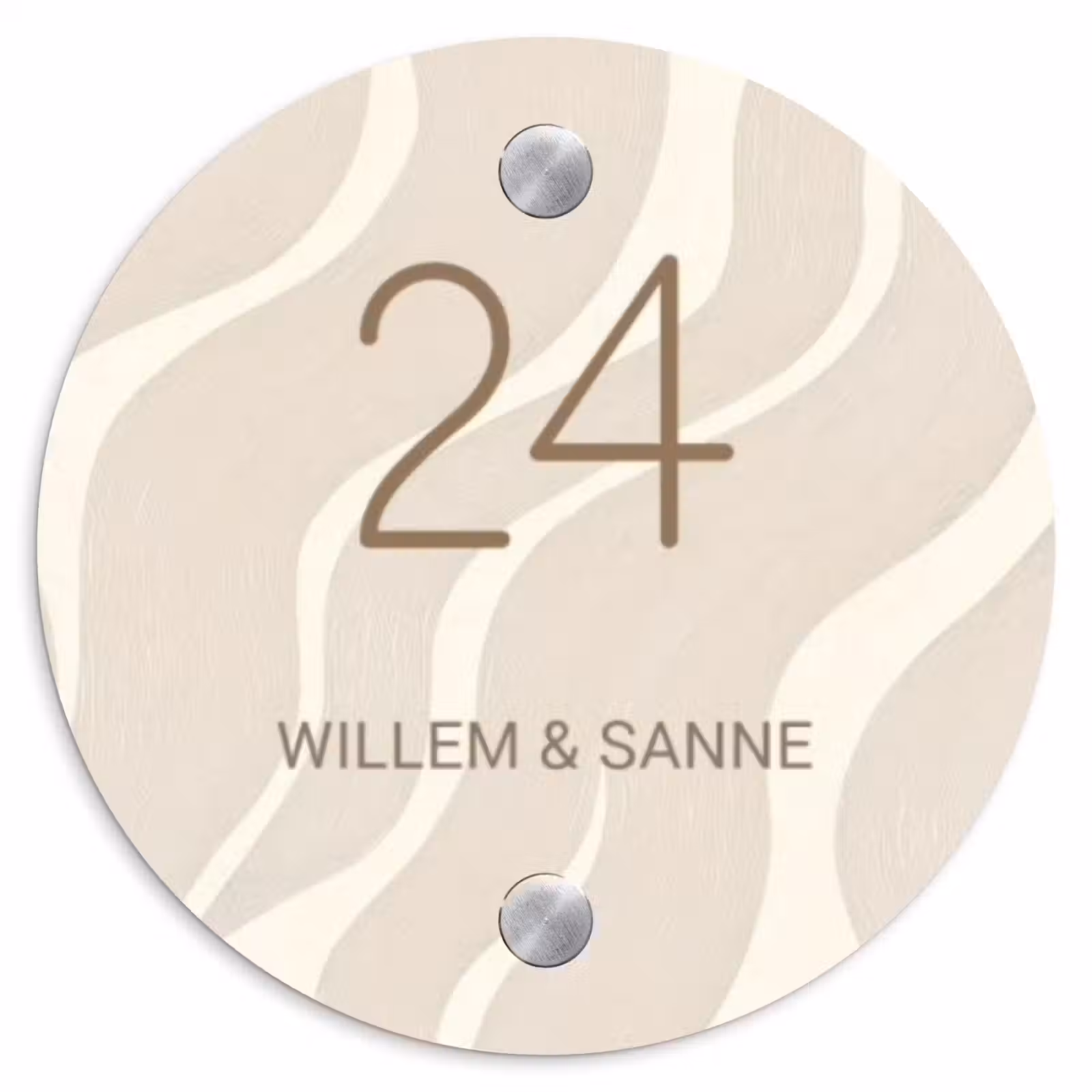 Naambordje voordeur - Rond - Beige golven - Klassiek — 1