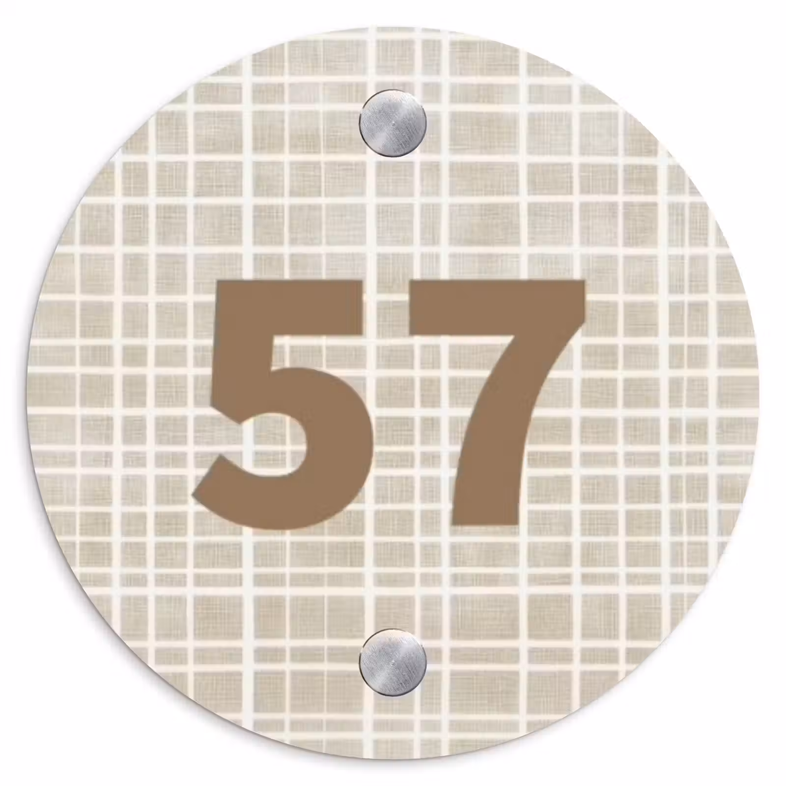 Naambordje voordeur - Rond - Beige raster - Traditioneel — 1
