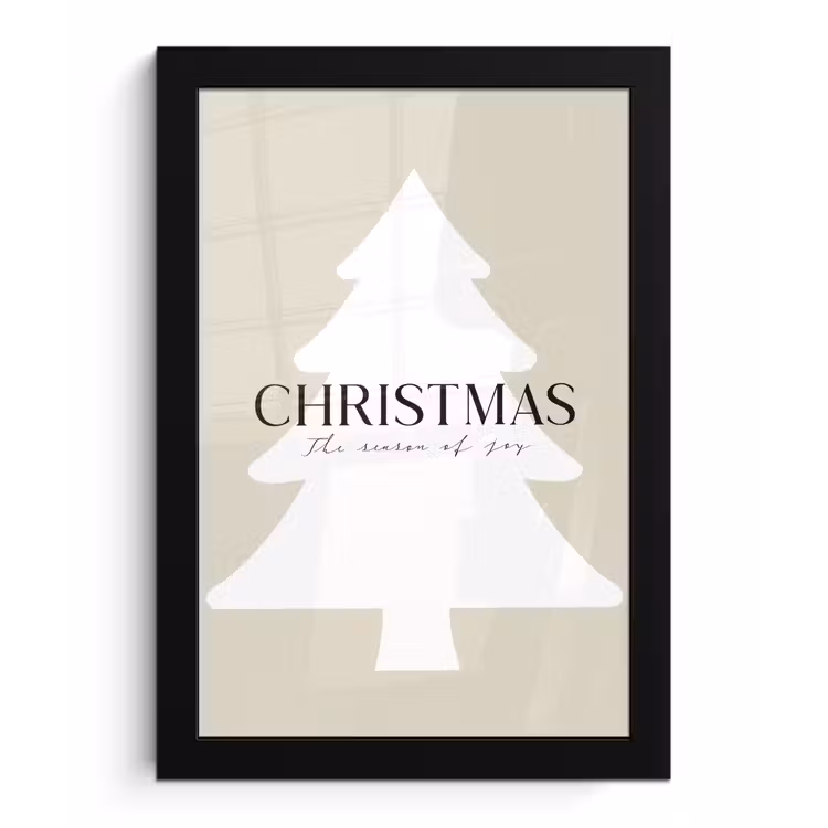 Poster met lijst - Kerstboom - Japandi - Christmas - Beige — 1