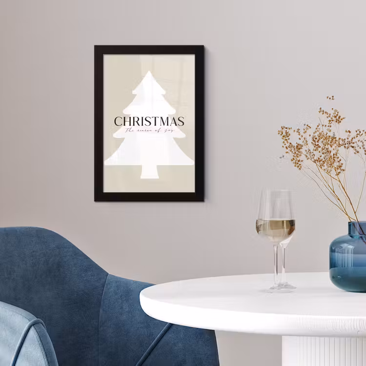 Poster met lijst - Kerstboom - Japandi - Christmas - Beige — 4