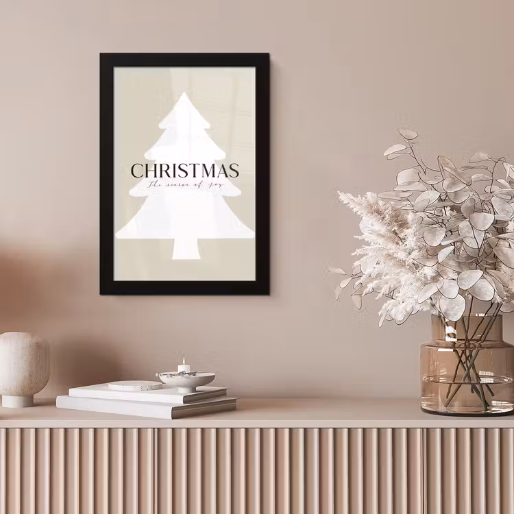 Poster met lijst - Kerstboom - Japandi - Christmas - Beige — 5