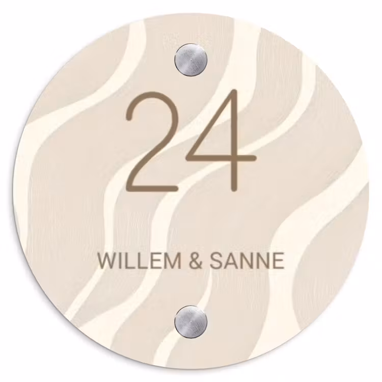 Naambordje voordeur - Rond - Beige golven - Klassiek — 1