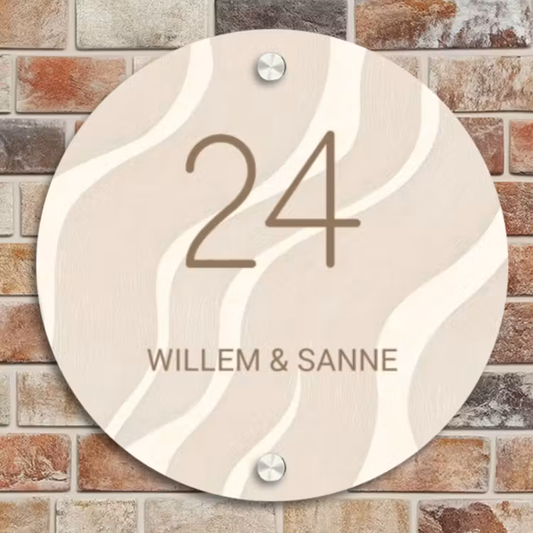 Naambordje voordeur - Rond - Beige golven - Klassiek — 4