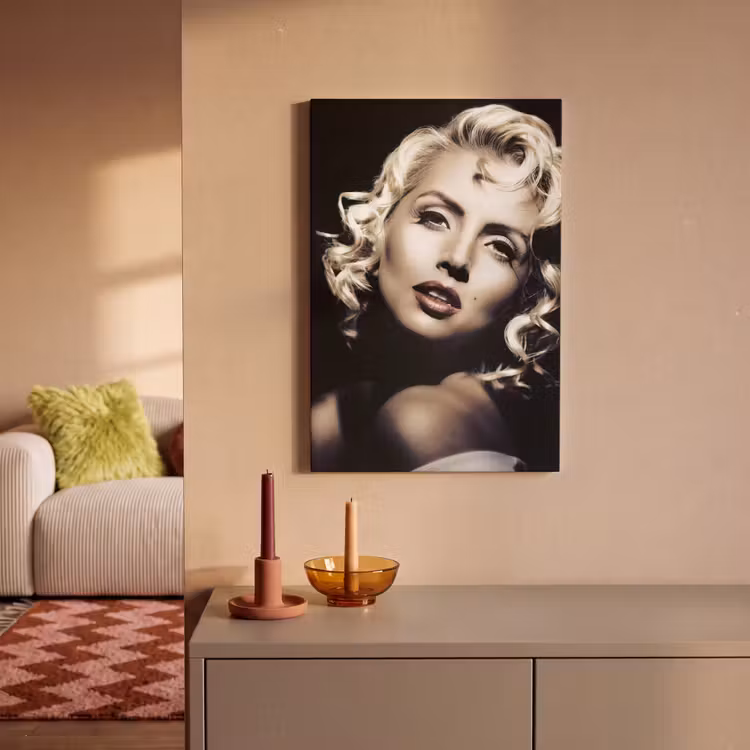 Canvas schilderij - Vrouw - Vintage - Lippenstift - Blond - Krullen — 2
