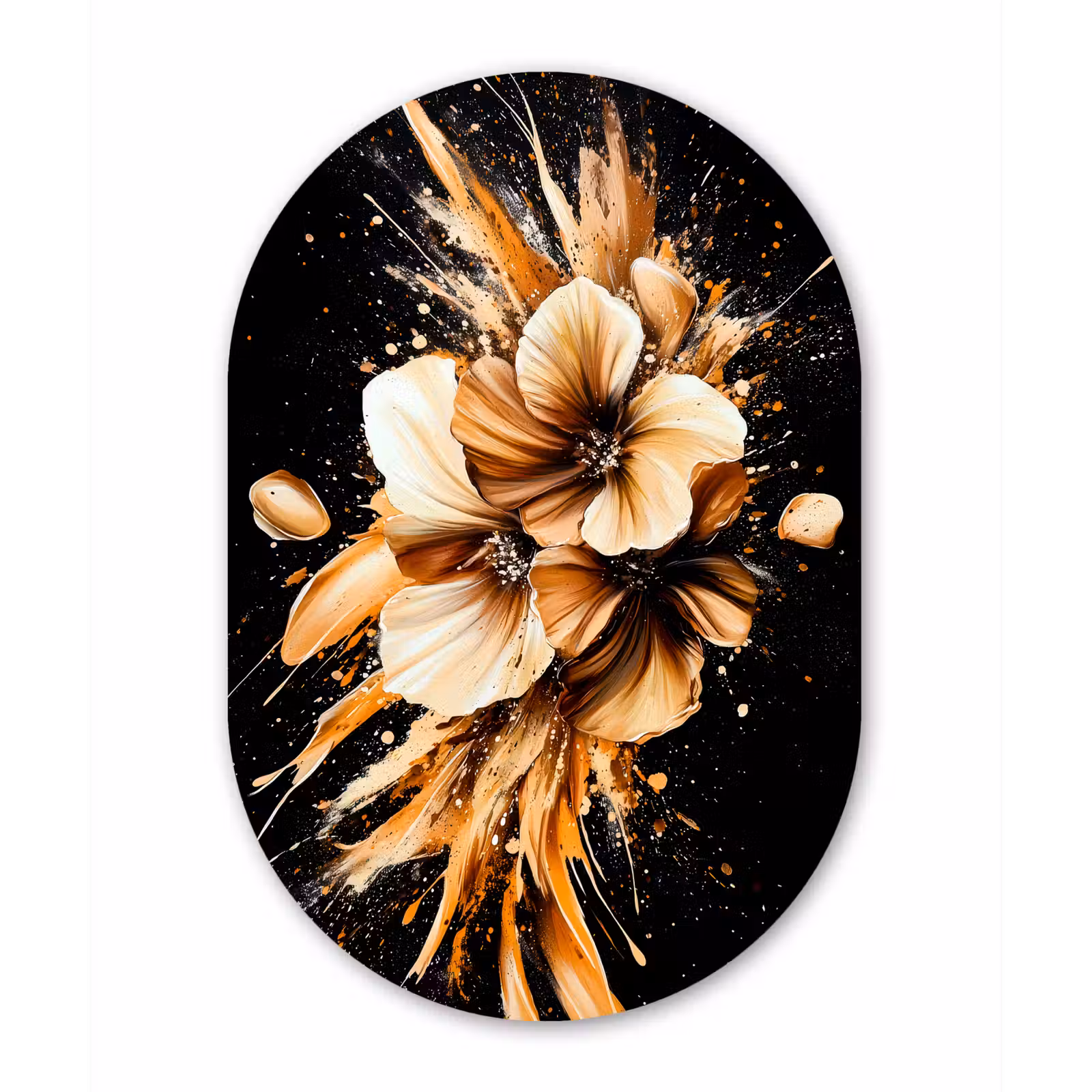 Muurovaal - aluminium - Bloemen - Goud - Graffiti - Zwart - Abstract — 1