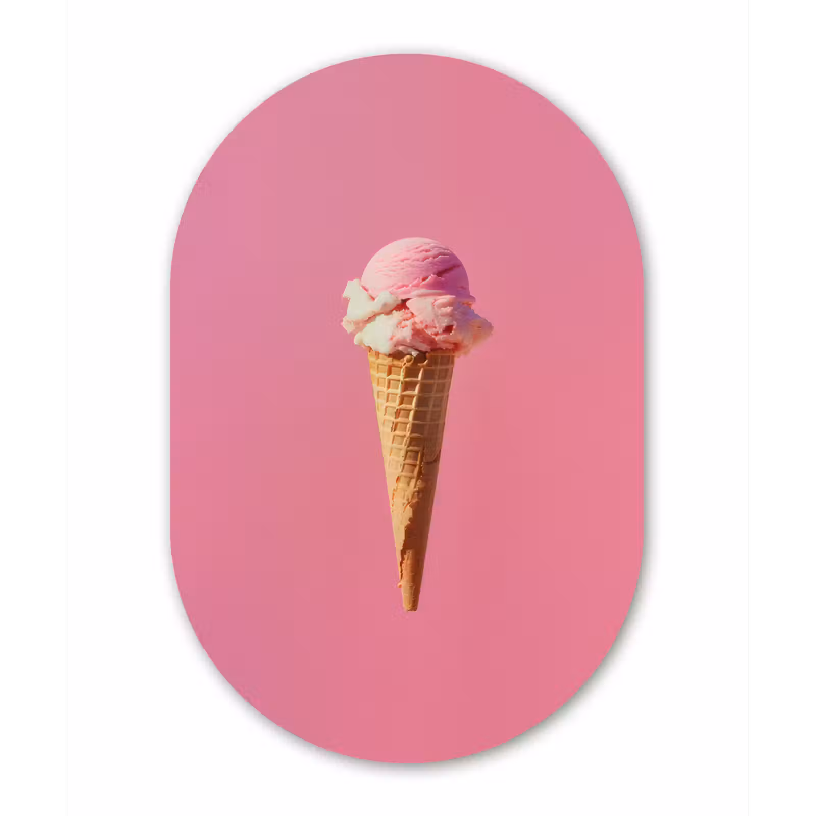 Muurovaal - aluminium - Hoorntje - Schepijs - Roze — 1
