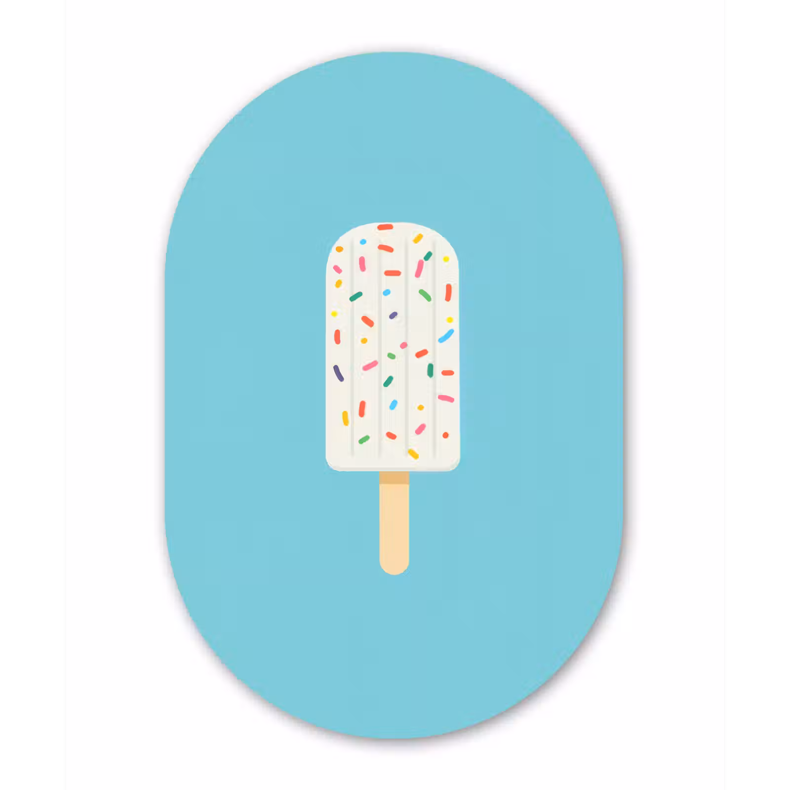 Muurovaal - aluminium - Ijsje - Stokje - Sprinkles - Lichtblauw — 1