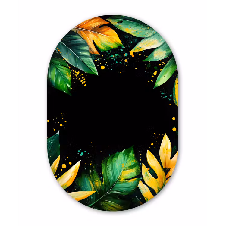 Muurovaal - aluminium - Bladeren - Groen - Geel - Verf - Jungle — 1