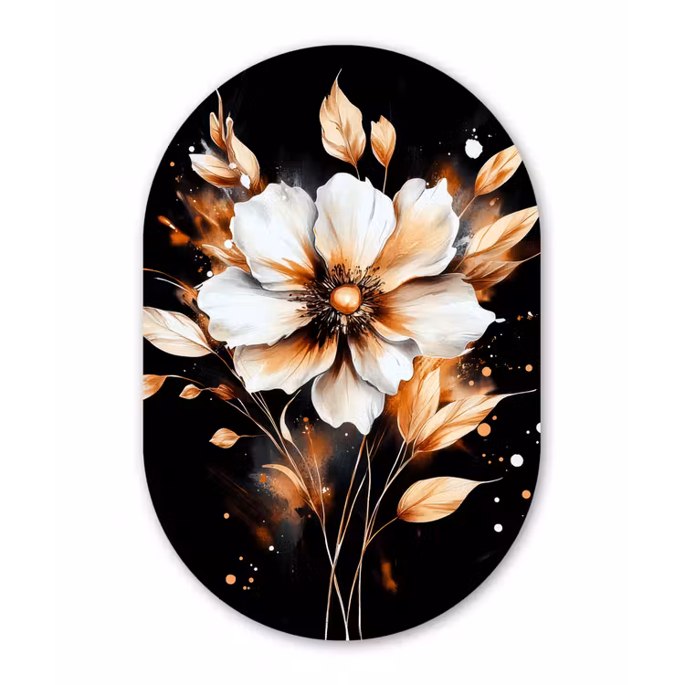 Muurovaal - aluminium - Bloem - Verf - Goud - Graffiti - Modern — 1