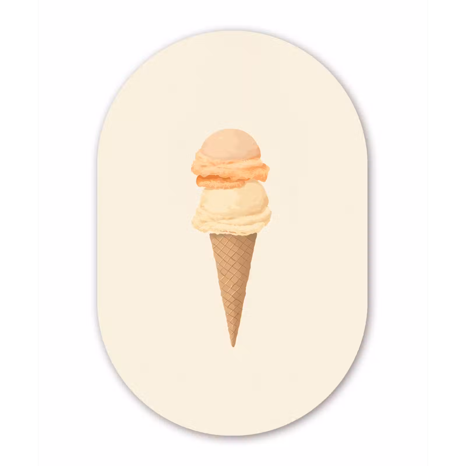 Muurovaal - aluminium - Minimalistisch - Schepijs - Hoorntje - Beige — 1