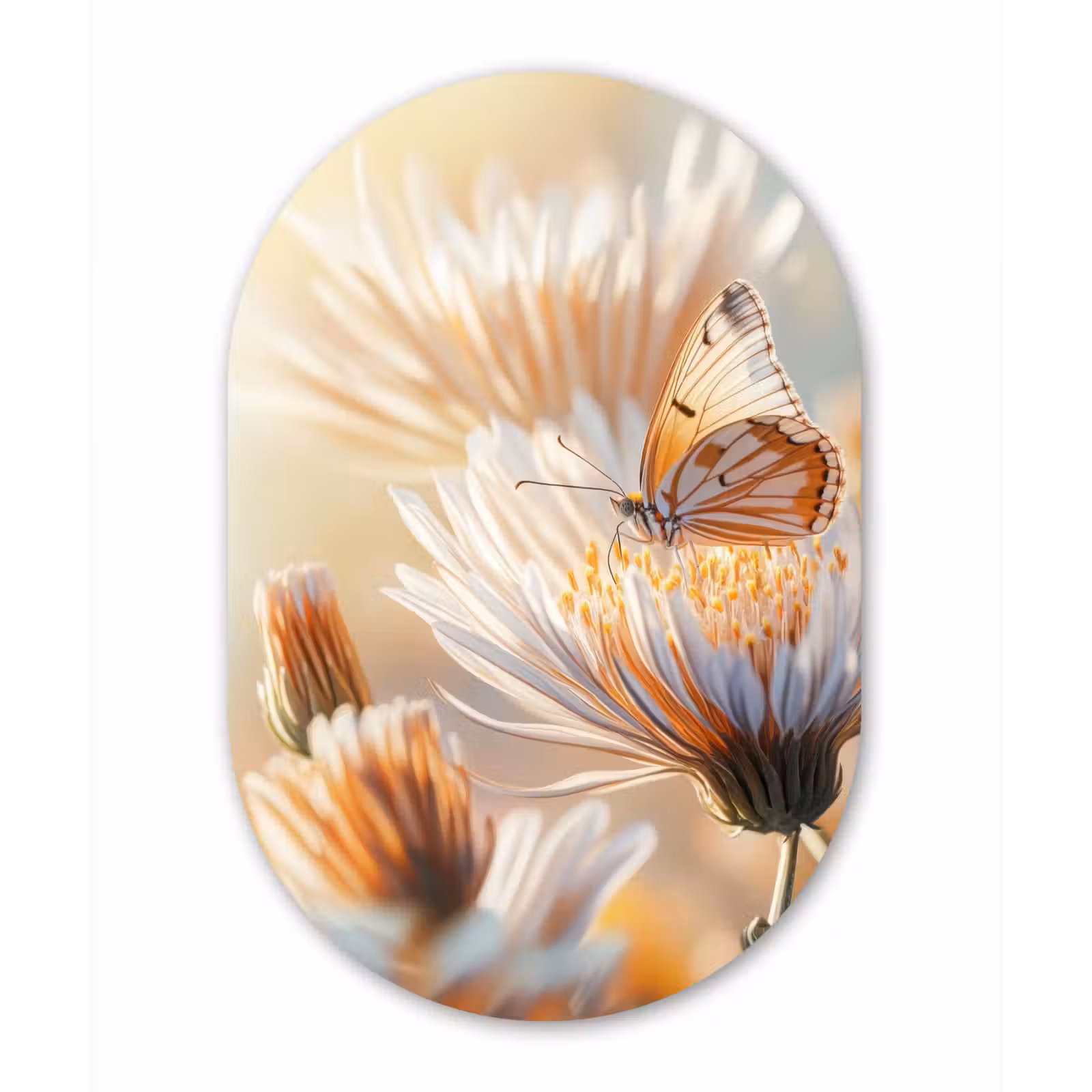 Muurovaal - aluminium - Vlinder - Bloem - Oranje — 1