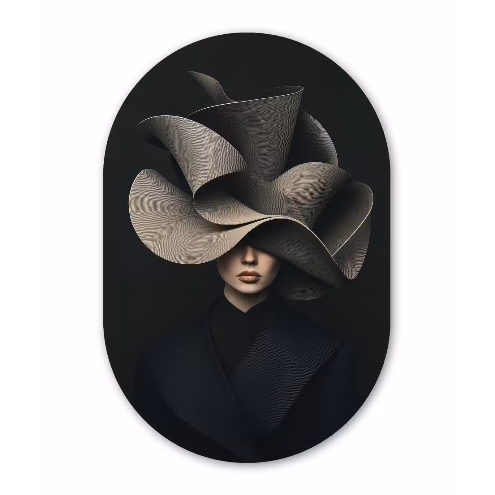 Muurovaal - aluminium - Zwarte - Hoed - Vrouw — 1