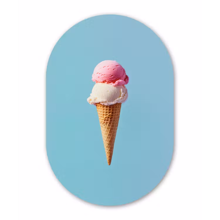 Muurovaal - aluminium - Bolletjes - Schepijs - Hoorntje - Blauw — 1