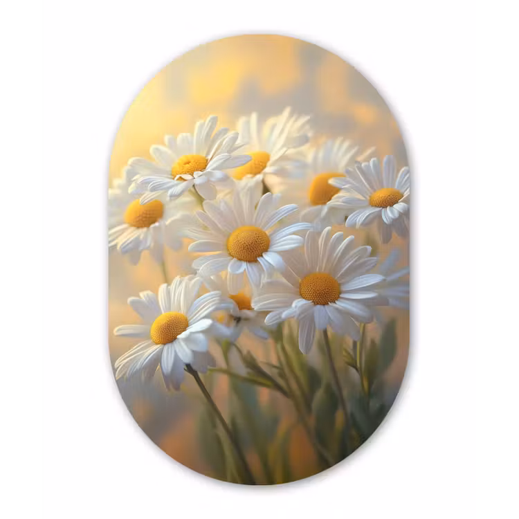Muurovaal - aluminium - Madeliefjes - Wit - Zonlicht — 1