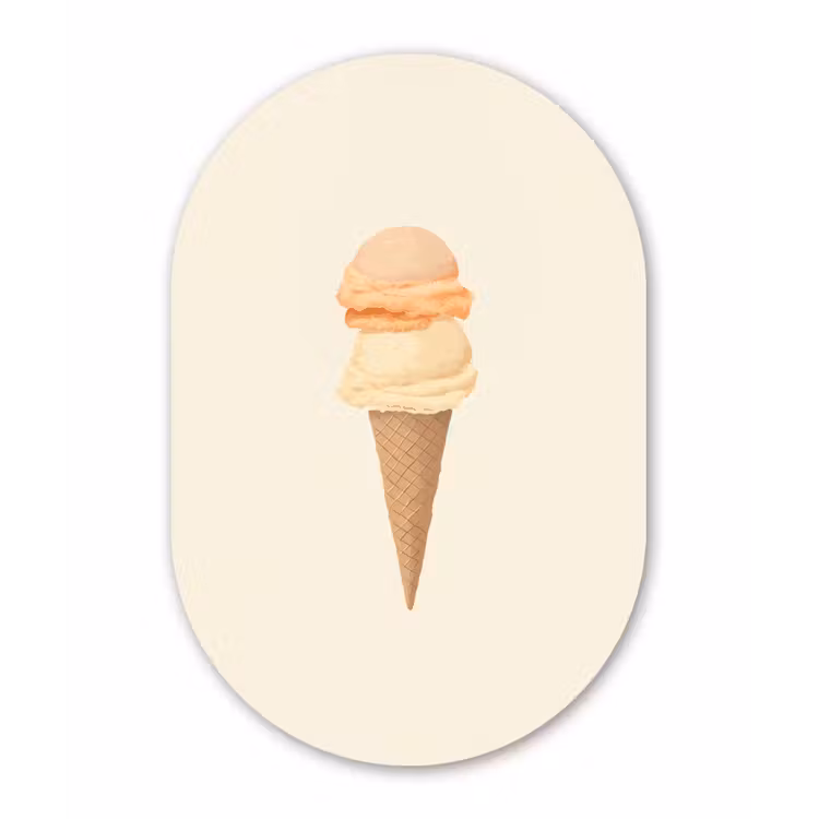 Muurovaal - aluminium - Minimalistisch - Schepijs - Hoorntje - Beige — 1