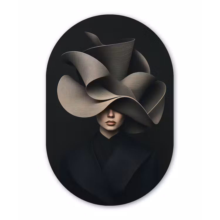 Muurovaal - aluminium - Zwarte - Hoed - Vrouw — 1