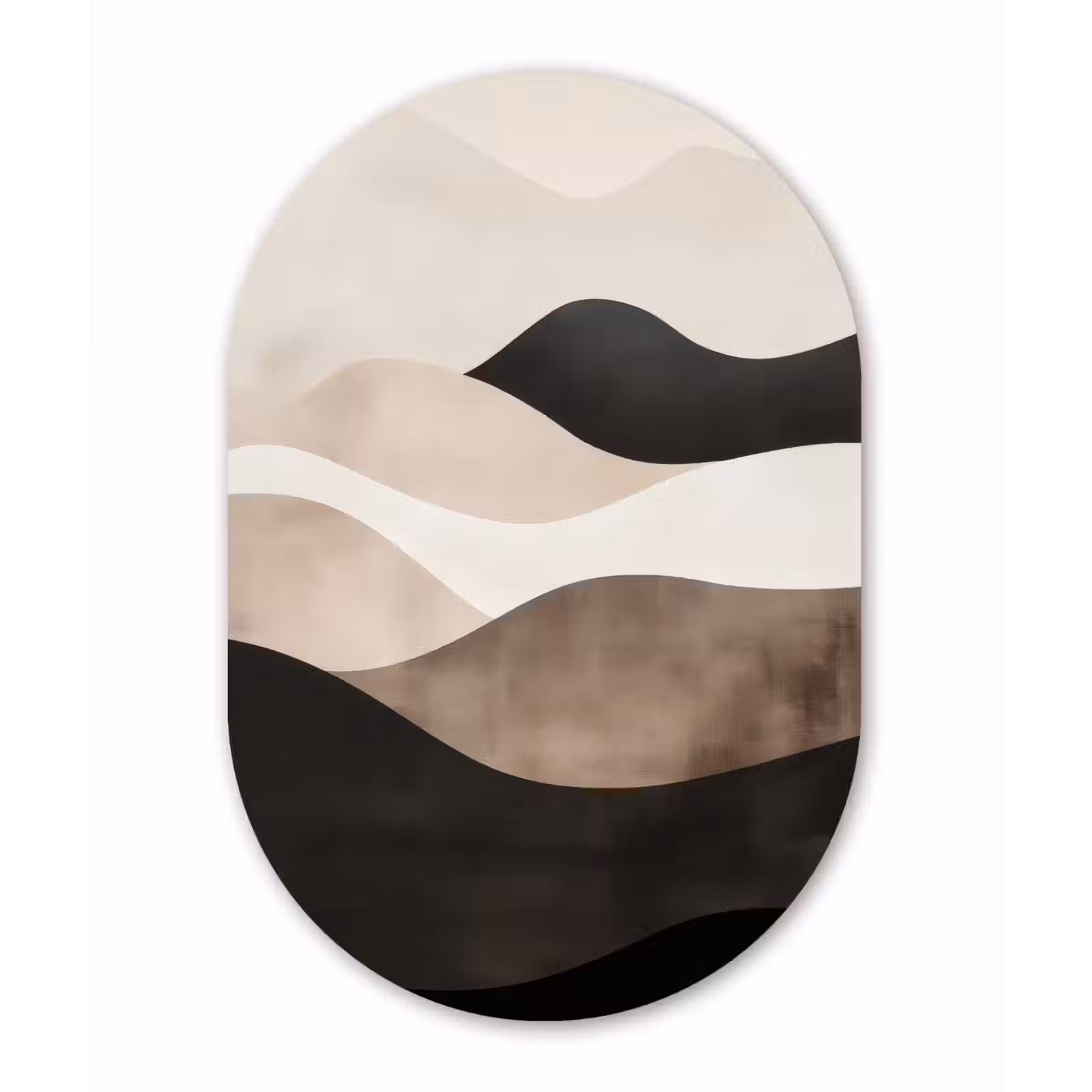 Muurovaal - aluminium - Abstract - Landschap - Golven - Crèmekleur — 1