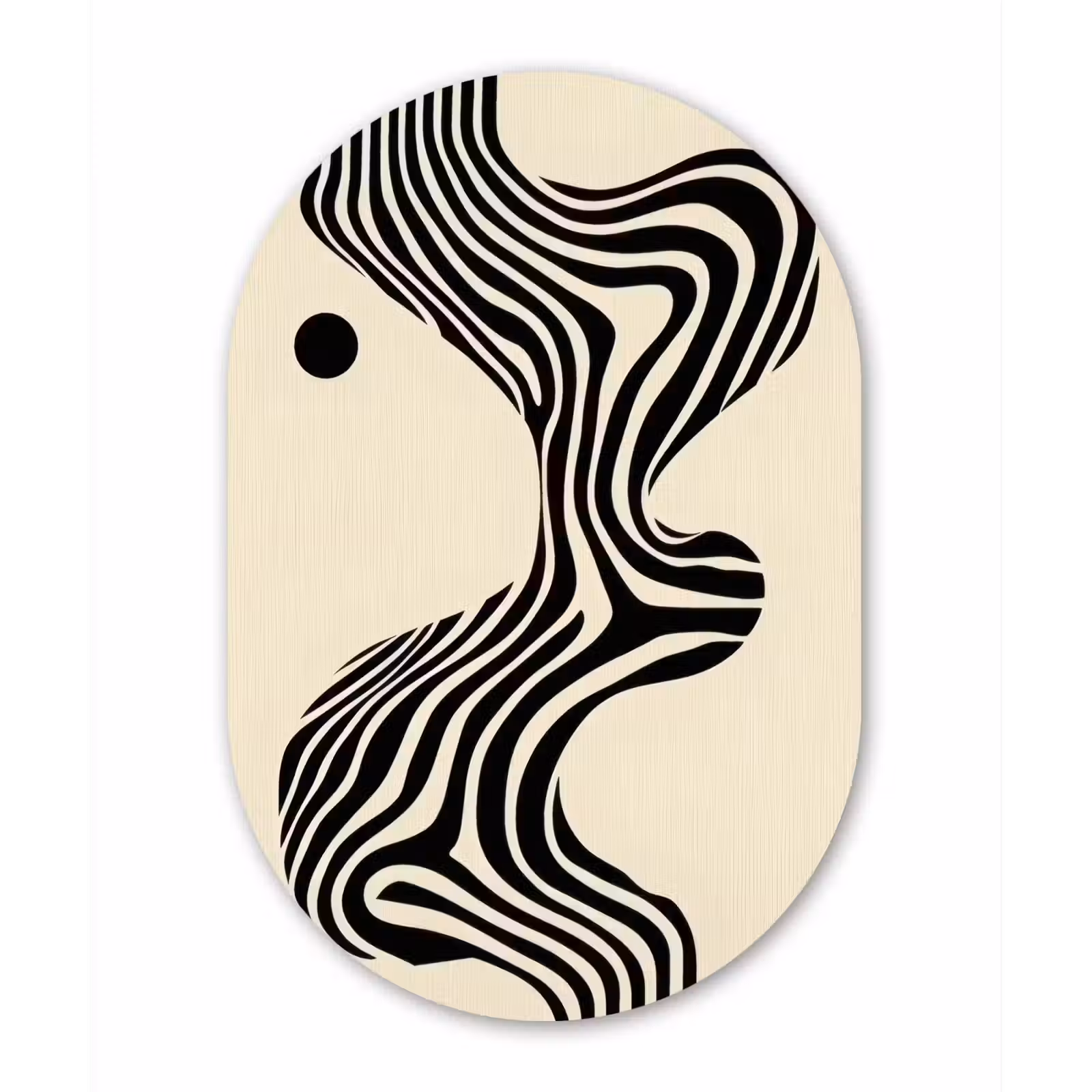 Muurovaal - aluminium - Beige - Lijnen - Golvend - Abstract — 1