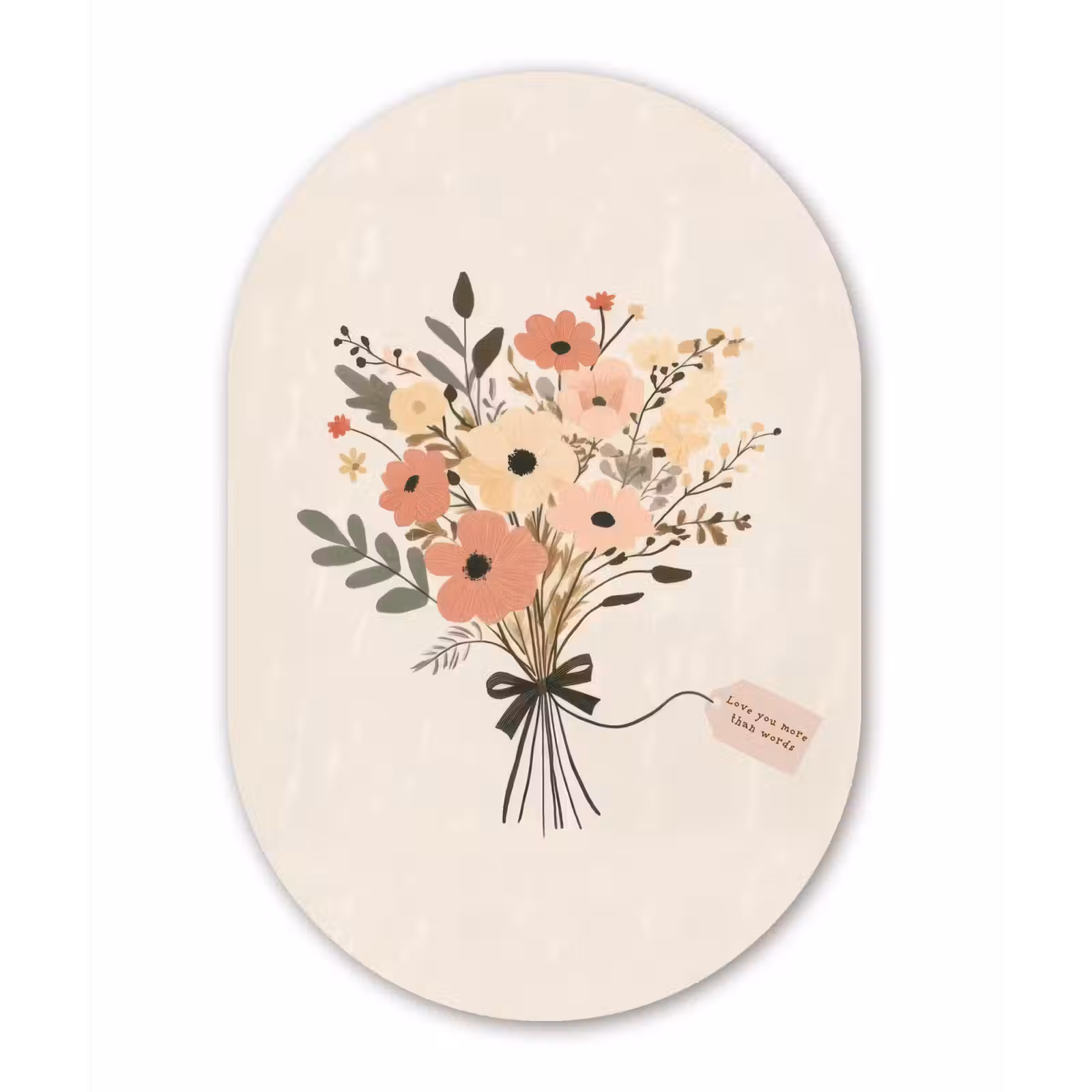Muurovaal - aluminium - Bloemen - Quote - Beige - Lint — 1