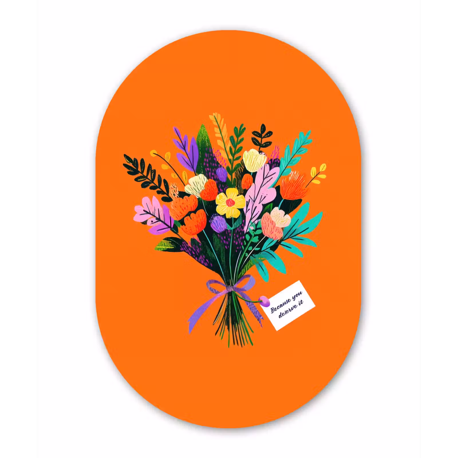 Muurovaal - aluminium - Kaartje - Boeket - Bloemen — 1