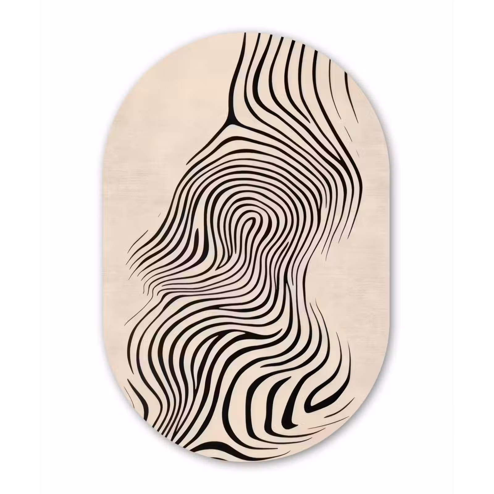 Muurovaal - aluminium - Lijnen - Abstract - Golvend - Zwart — 1