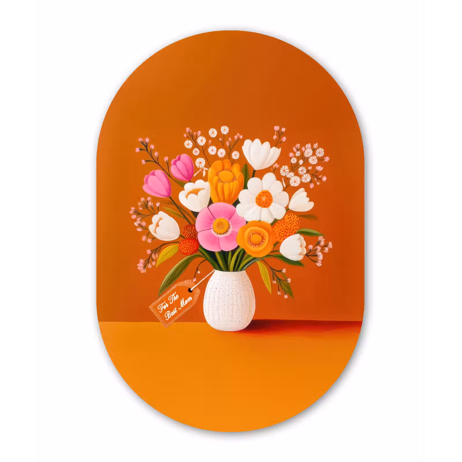 Muurovaal - aluminium - Vaas - Bloemen - Oranje — 1
