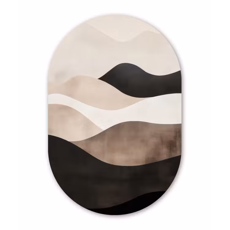 Muurovaal - aluminium - Abstract - Landschap - Golven - Crèmekleur — 1