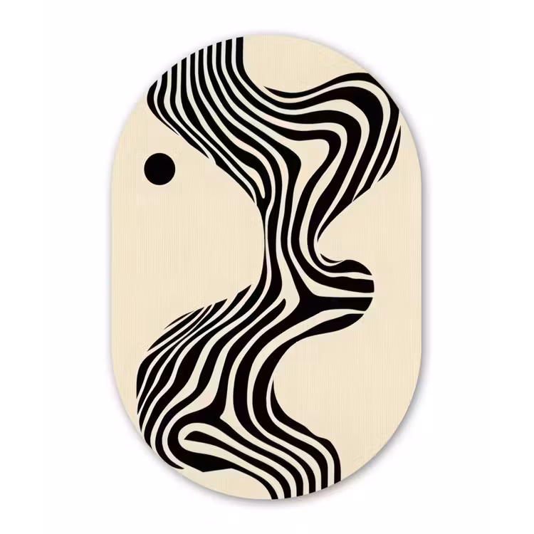 Muurovaal - aluminium - Beige - Lijnen - Golvend - Abstract — 1
