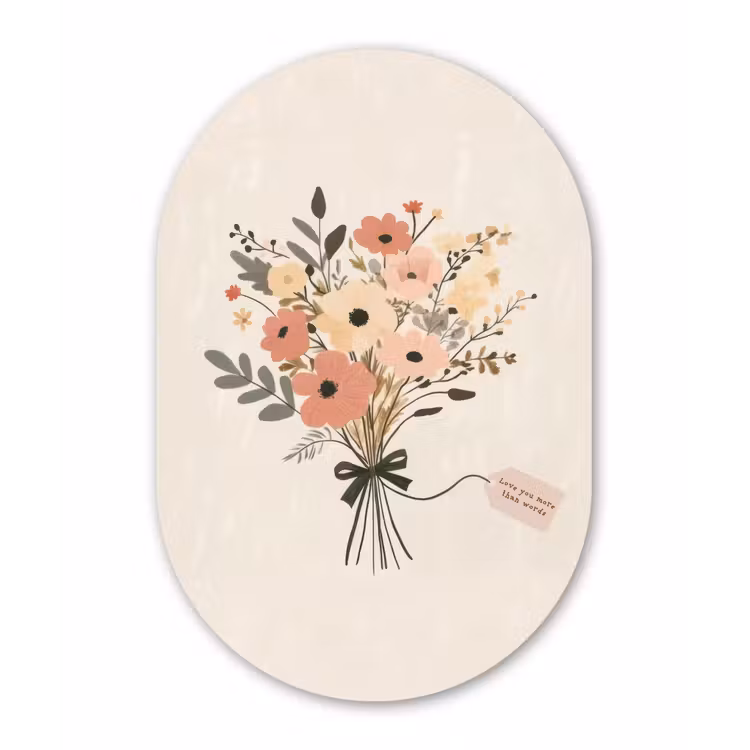 Muurovaal - aluminium - Bloemen - Quote - Beige - Lint — 1