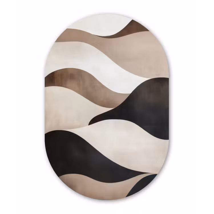 Muurovaal - aluminium - Golven - Abstract - Beige — 1