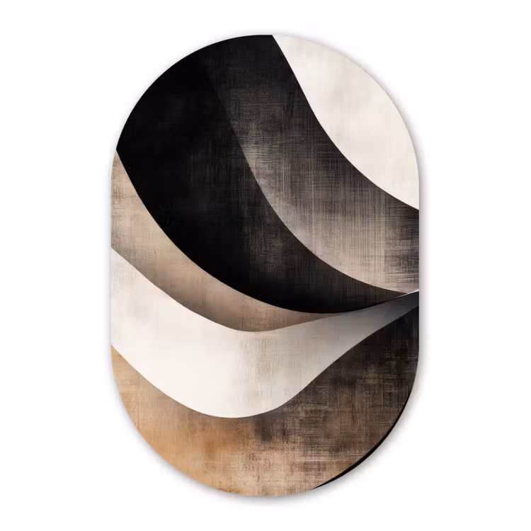 Muurovaal - aluminium - Abstract - Golven - Zwart - Verweerd — 1
