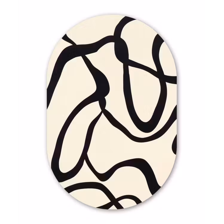 Muurovaal - aluminium - Abstract - Lijnen - Modern - Beige — 1