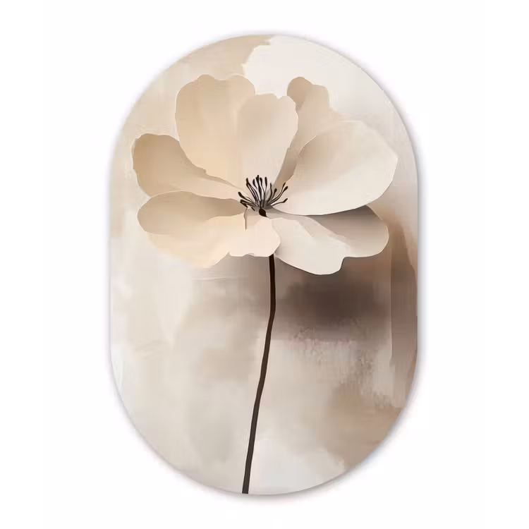 Muurovaal - aluminium - Bloem - Beige - Verf - Schaduw — 1