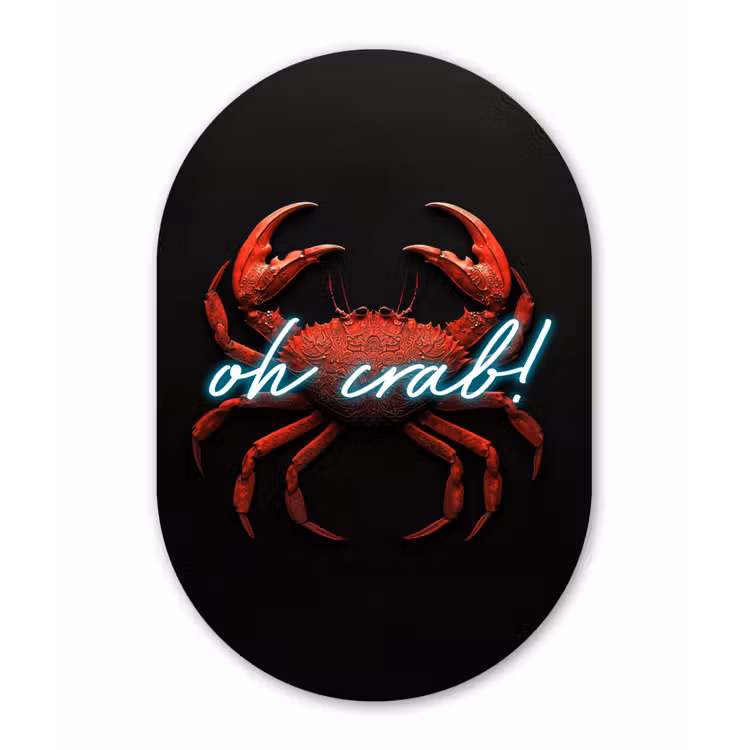 Muurovaal - aluminium - Krab - Rood - Neon - Quote — 1