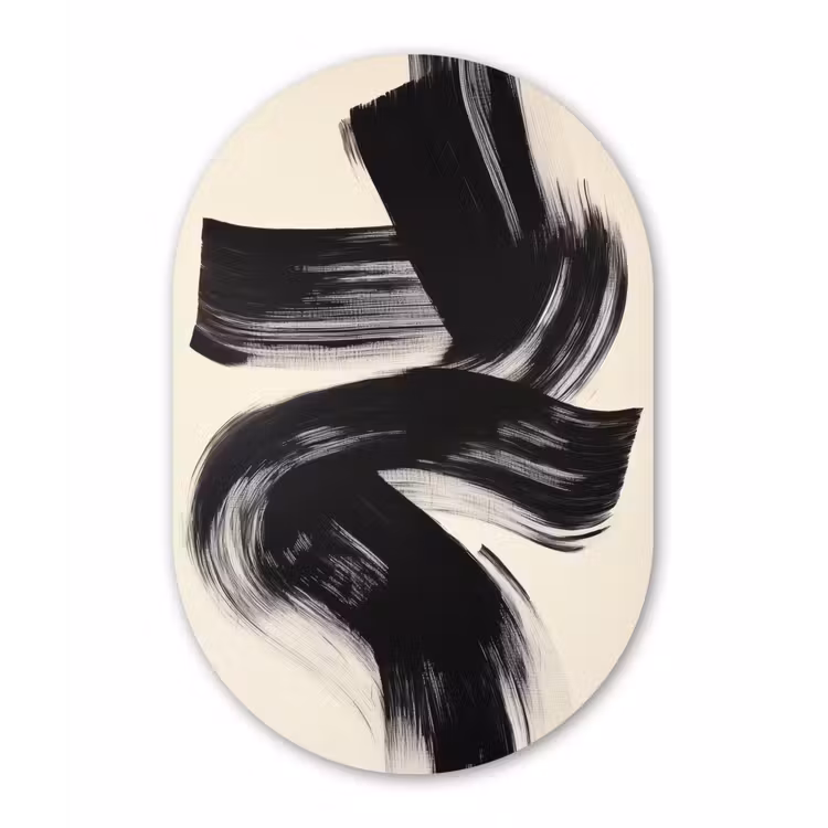 Muurovaal - aluminium - Strepen - Zwart - Abstract — 1